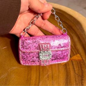 Pink glass purse ornament
